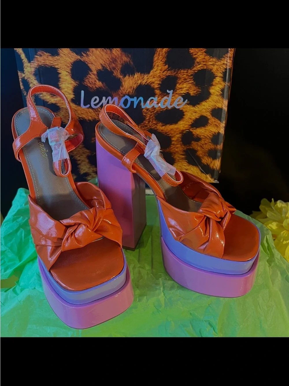 Lemonade Orange & Pink Knot Platform Sandals - Picture 13 of 15